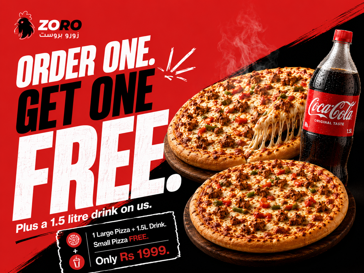 Order One Get One Free Pizza Deal Banner (Rs 1999)