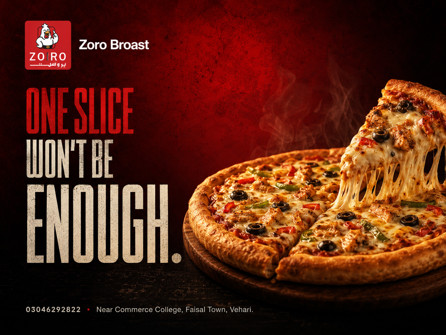 One Slice Won't Be Enough Crimson Red Pizza Promotional Poster
